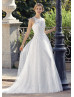 Jewel Neck Ivory Lace Tulle Racerback Wedding Dress